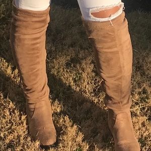 tan suede knee high boots!